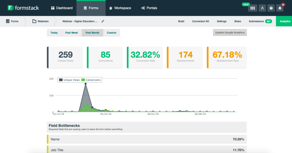 screenshot of Formstack Forms